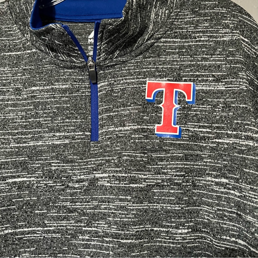 Majestic Texas Rangers 1/4 Zip long sleeve Pullover XL Gray Space Dye Jacket MLB - Picture 3 of 8